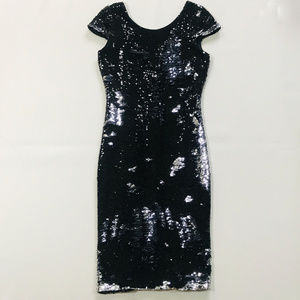 Renn reversible sequin sexy dress Black/Silver NWT